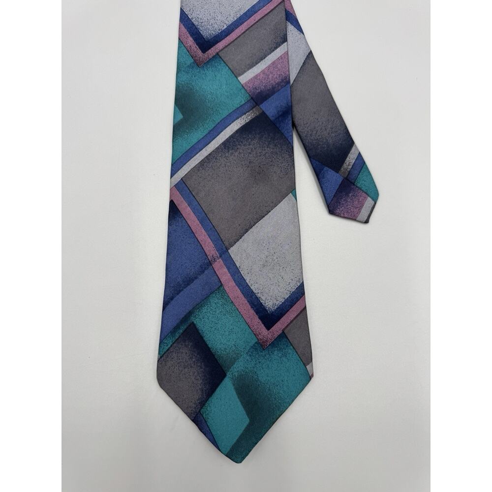 Botany 500 Necktie Tie Bold Multicolored Geometric Pattern Silk Made In USA